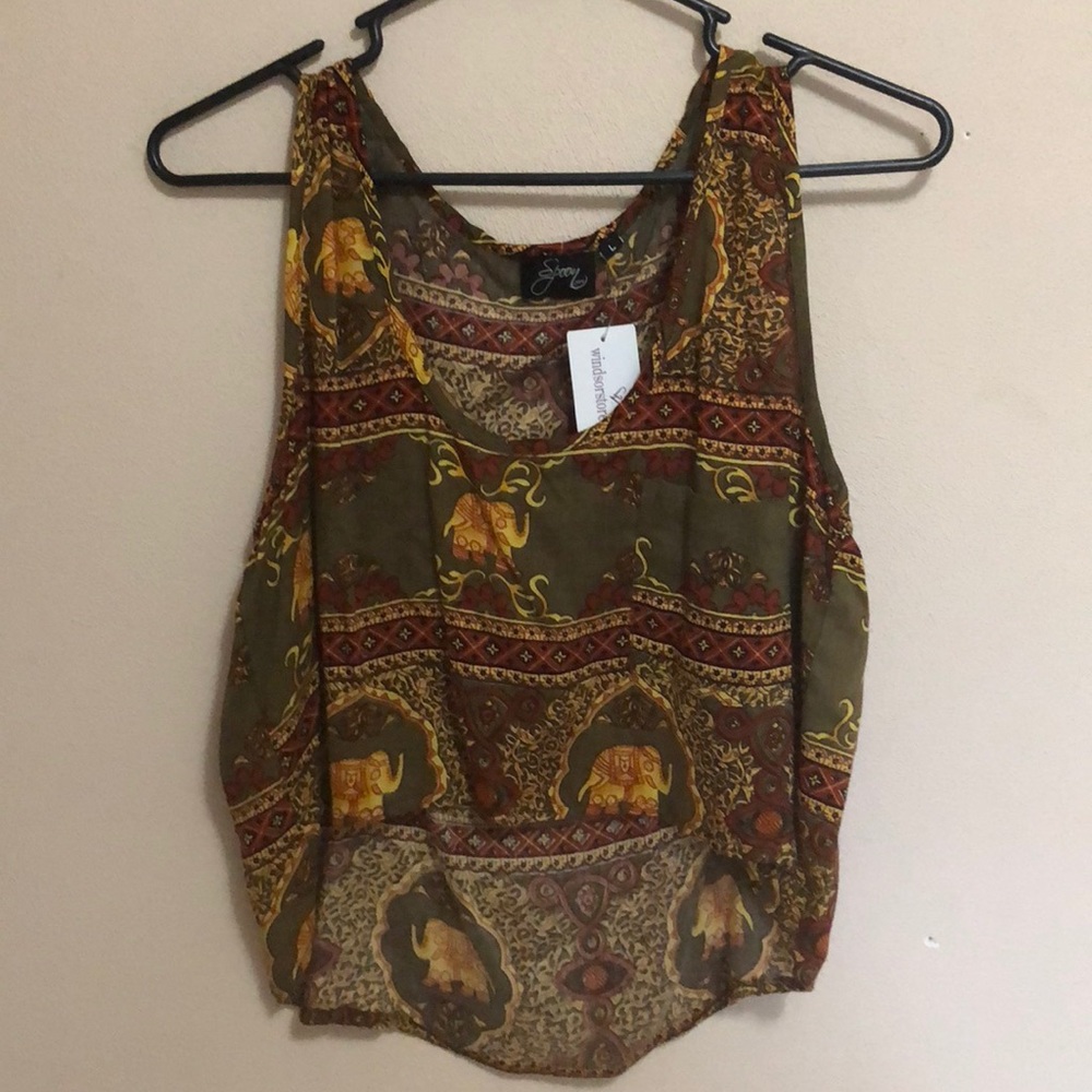 Olive elephant crop top